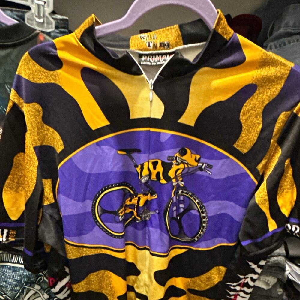 90’s Primal Wear Wild Thing Cycling Jersey M 1/4 Zip Pockets Short Sleeve Black